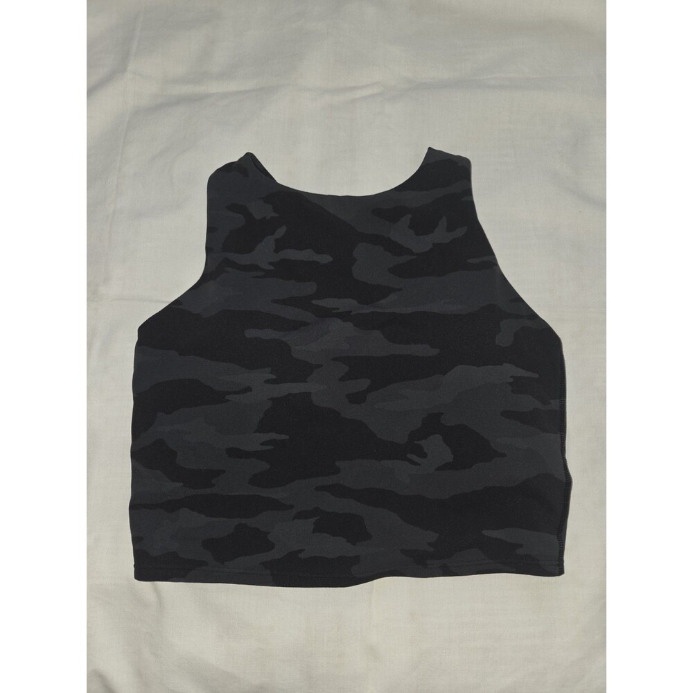 Athleta Crop Top Black Camo Print Women’s XS Racerback 531128 Conscious Printed